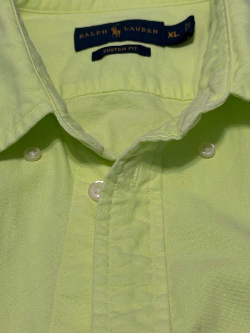 Ralph Lauren Neon Yellow-Green Custom Fit Button Down Shirt Women's Size XL - Picture 2 of 16